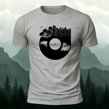 Vinyl Record Music Printed Short Sleeve T-Shirt