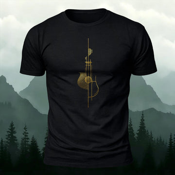 Minimalist Line Art Guitar Printed Short Sleeve T-Shirt