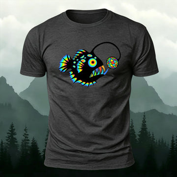 Rainbow Anglerfish Disco Ball Printed Short Sleeve T-Shirt