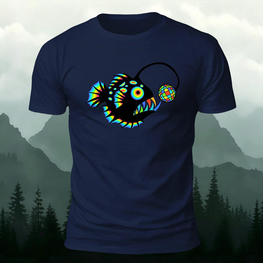Rainbow Anglerfish Disco Ball Printed Short Sleeve T-Shirt