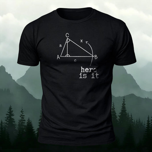 Funny Math T-Shirt Find x - Here Is It Printed Short Sleeve T-Shirt