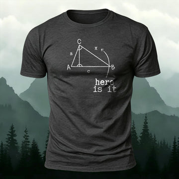 Funny Math T-Shirt Find x - Here Is It Printed Short Sleeve T-Shirt