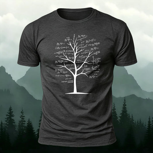 Calculus Geometry Equations Tree of Life Printed Short Sleeve T-Shirt