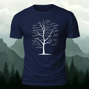 Calculus Geometry Equations Tree of Life Printed Short Sleeve T-Shirt