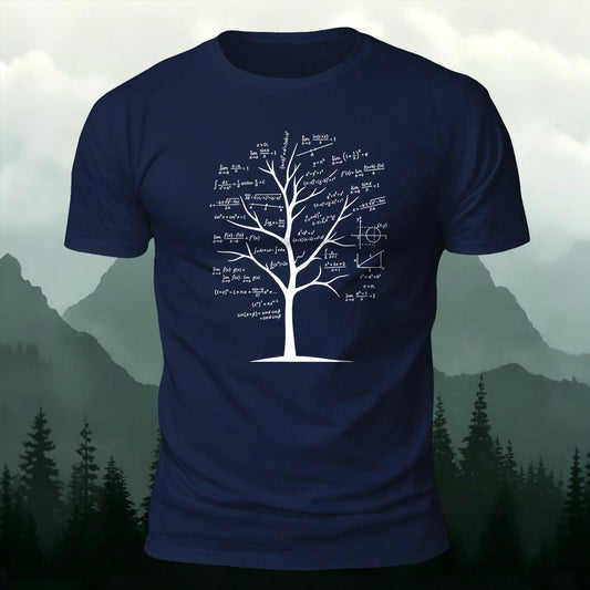 Calculus Geometry Equations Tree of Life Printed Short Sleeve T-Shirt