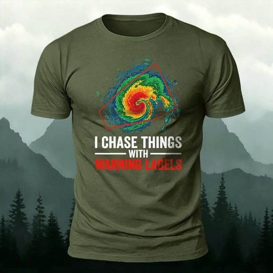Warning Label Radar Printed Short Sleeve T-Shirt
