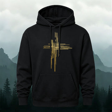 Abstract Gold Cross Line Art  Printed Hoodie