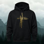 Abstract Gold Cross Line Art  Printed Hoodie