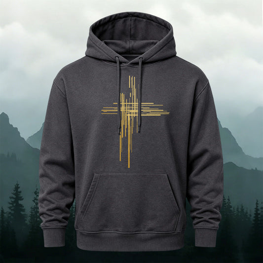 Abstract Gold Cross Line Art  Printed Hoodie