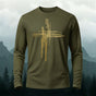 Abstract Gold Cross Line Art  Printed Long-Sleeve T-Shirt