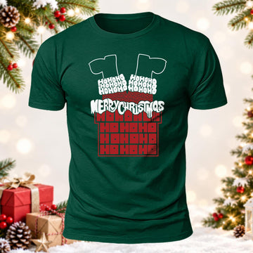 Santa Stuck in Chimney Printed Short Sleeve T-Shirt