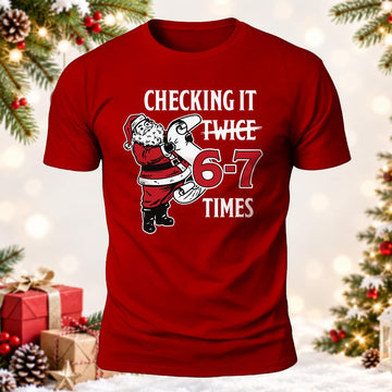 Christmas Gift Checking It 6-7 Times Printed Short Sleeve T-Shirt