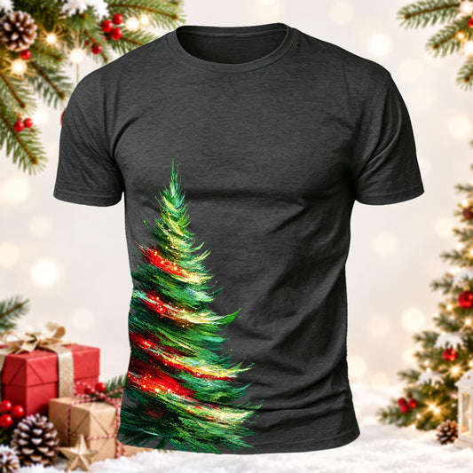 Artistic Christmas Tree Printed Short Sleeve T-Shirt