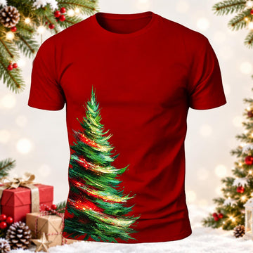 Artistic Christmas Tree Printed Short Sleeve T-Shirt