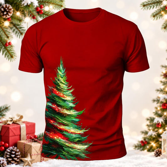 Artistic Christmas Tree Printed Short Sleeve T-Shirt