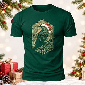 Christmas Bird Pattern Mountain-StylePrinted Short Sleeve T-Shirt