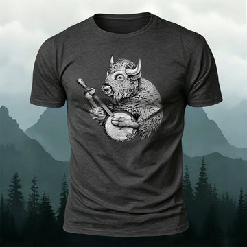 Vintage Buffalo Banjo Printed Short Sleeve T-Shirt