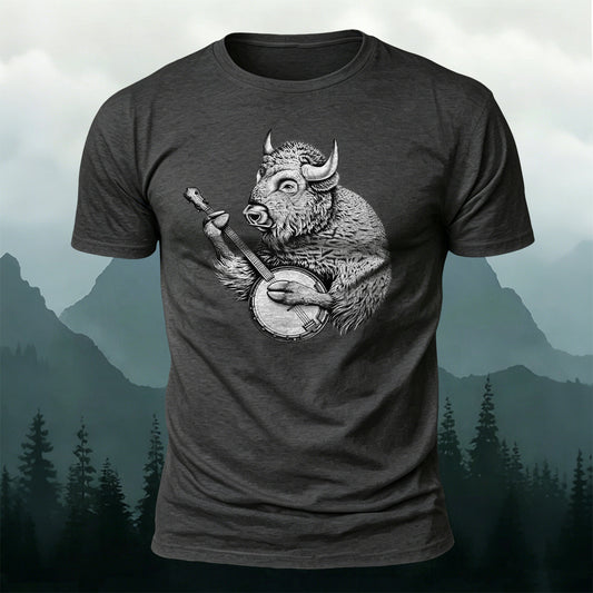 Vintage Buffalo Banjo Printed Short Sleeve T-Shirt