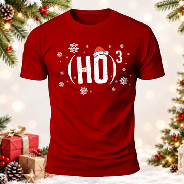 Science & Math Geek Holiday Aesthetic (HO) Cubed Santa Hat Printed Short Sleeve T-Shirt
