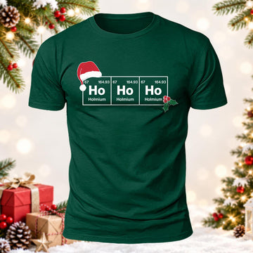 Funny Chemistry Christmas  Ho Ho Ho Periodic Table Holmium Printed Short Sleeve T-Shirt