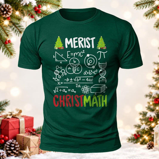 Funny Math Christmas MERIST CHRISTMATH Equations Printed Short Sleeve T-Shirt