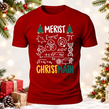 Funny Math Christmas MERIST CHRISTMATH Equations Printed Short Sleeve T-Shirt