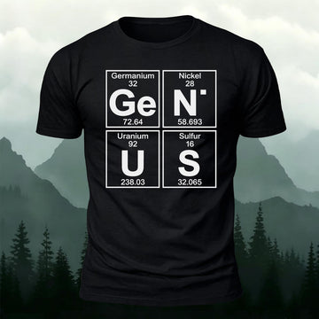 Funny Chemistry GENIUS Periodic Table Elements Printed Short Sleeve T-Shirt