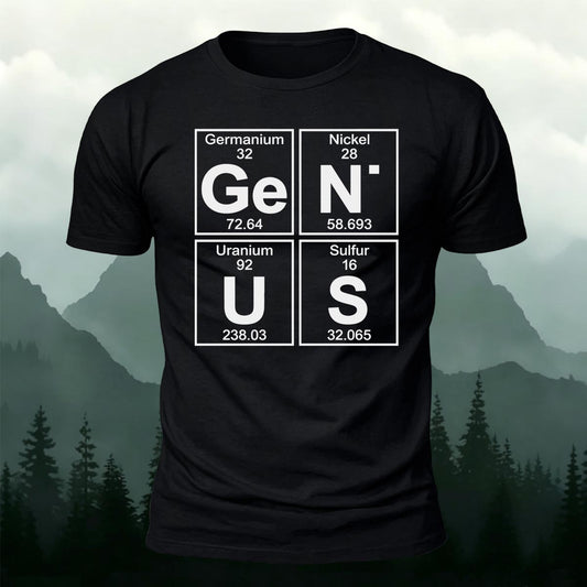 Funny Chemistry GENIUS Periodic Table Elements Printed Short Sleeve T-Shirt
