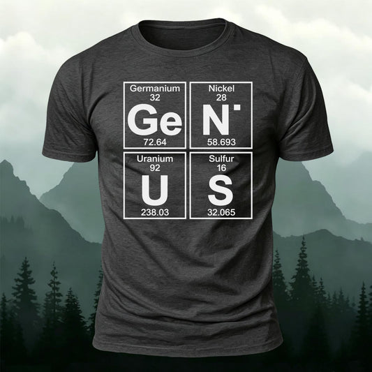 Funny Chemistry GENIUS Periodic Table Elements Printed Short Sleeve T-Shirt