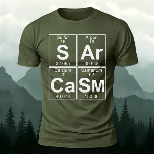 Sarcasm Periodic Table Spelling Printed Short Sleeve T-Shirt