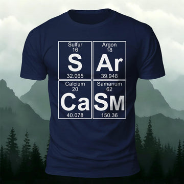 Sarcasm Periodic Table Spelling Printed Short Sleeve T-Shirt