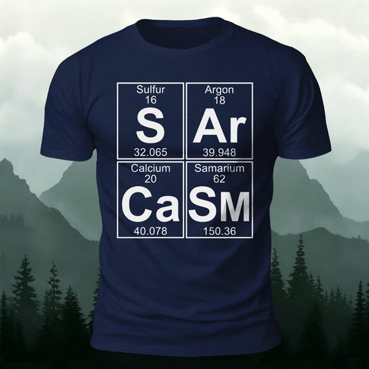 Sarcasm Periodic Table Spelling Printed Short Sleeve T-Shirt