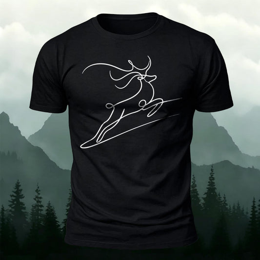 Modern Minimalist Deer Printed Short Sleeve T-Shirt