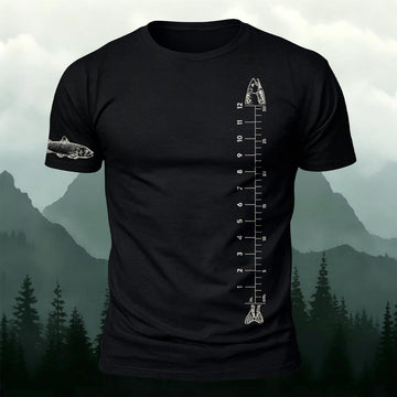 Fishing Lover Gift Fisherman Fish Ruler & Trout Printed Short Sleeve T-Shirt