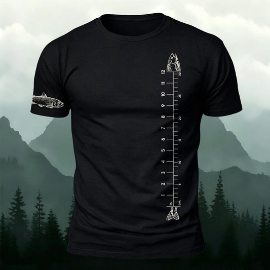 Fishing Lover Gift Fisherman Fish Ruler & Trout Printed Short Sleeve T-Shirt