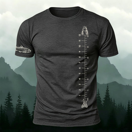 Fishing Lover Gift Fisherman Fish Ruler & Trout Printed Short Sleeve T-Shirt