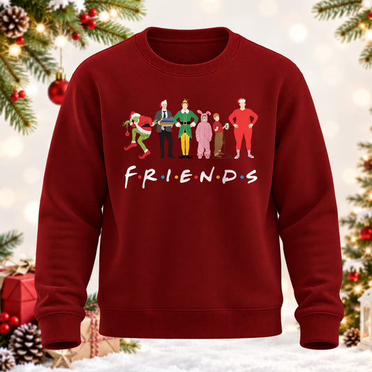 Christmas Movie Characters Printed Round Neck Sweatshirt