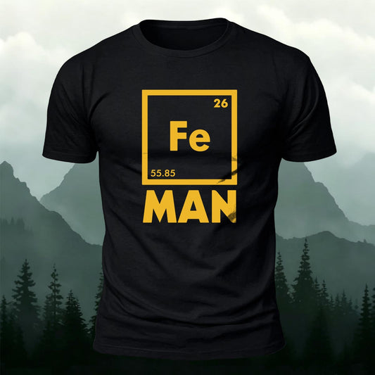 Chemistry Fe MAN Iron Element Superhero Printed Short Sleeve T-Shirt