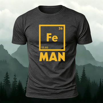 Chemistry Fe MAN Iron Element Superhero Printed Short Sleeve T-Shirt