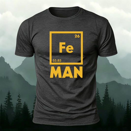 Chemistry Fe MAN Iron Element Superhero Printed Short Sleeve T-Shirt