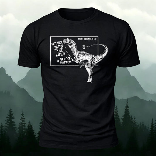 Funny Physics Teacher & Dinosaur Printed Short Sleeve T-Shirt