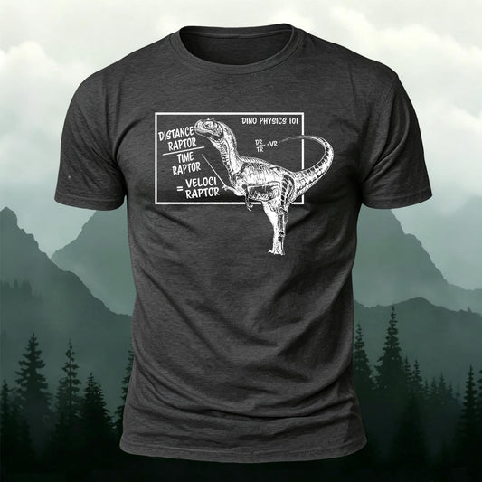 Funny Physics Teacher & Dinosaur Printed Short Sleeve T-Shirt