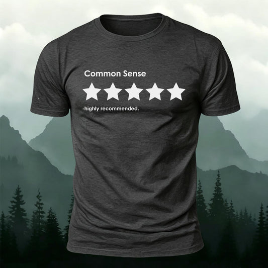 Common Sense 5 Stars Highly Recommended Printed Short Sleeve T-Shirt