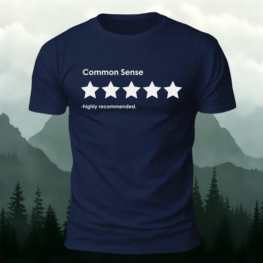 Common Sense 5 Stars Highly Recommended Printed Short Sleeve T-Shirt
