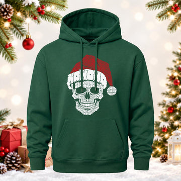 HOHOHO Santa Skull Printed Hoodie