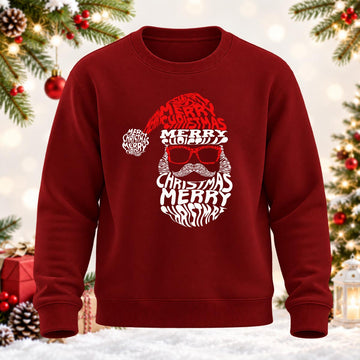 Word Art Santa Claus Printed Round Neck Sweatshirt