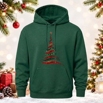 Glitter Christmas Tree Printed Hoodie