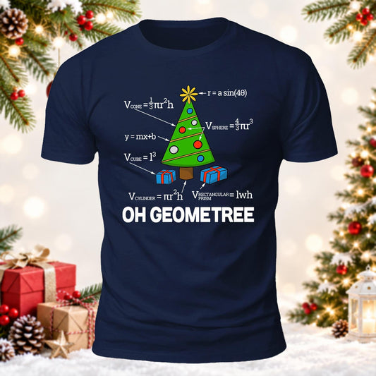 Oh Geometree Christmas Printed Short Sleeve T-Shirt