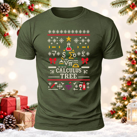Christmas Calculus Tree Printed Short Sleeve T-Shirt
