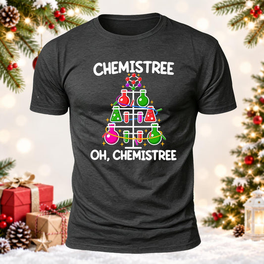 Oh Chemistree Science Christmas Printed Short Sleeve T-Shirt